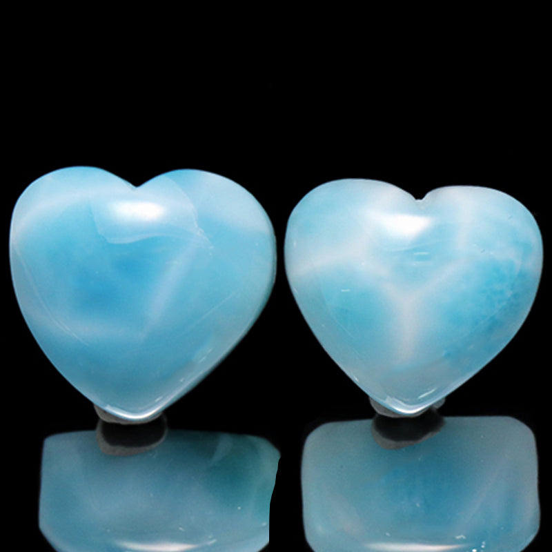 【1/19まで水瓶座星座石20％OFF(決済時に自動割引)】バラ石　ラリマー＜ドミニカ産＞　ハート形　約14×約12.5～13.5mm　貫通穴　ランダム発送　 [co-g1848]