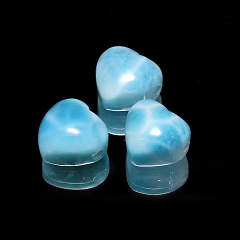 【1/19まで水瓶座星座石20％OFF(決済時に自動割引)】バラ石　ラリマー＜ドミニカ産＞　ハート形　約14×約12.5～13.5mm　貫通穴　ランダム発送　 [co-g1848]