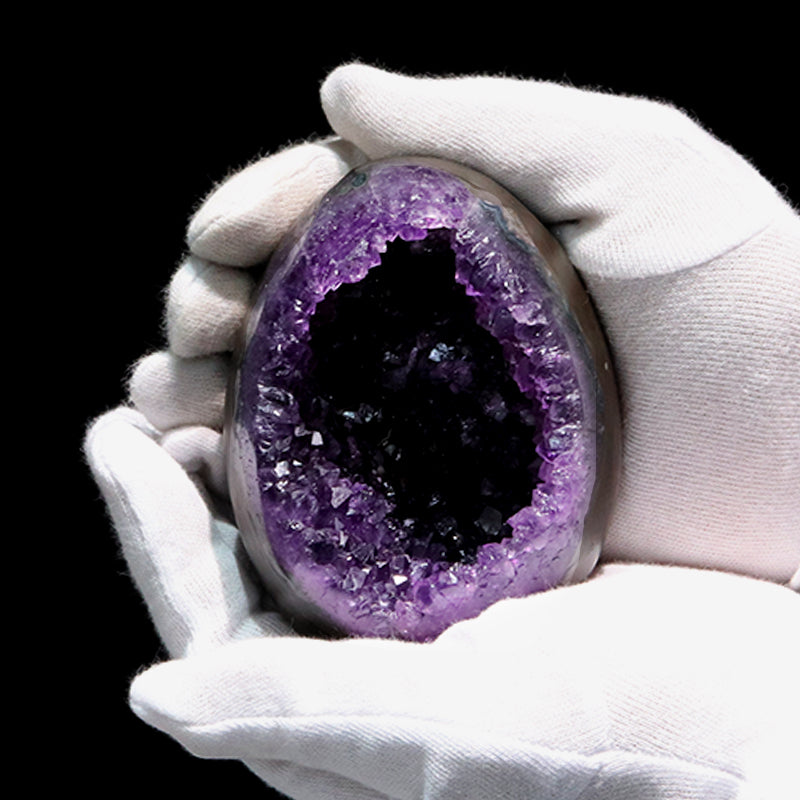 【1/19まで水瓶座星座石20％OFF(決済時に自動割引)】【動画】【一点物】ジオード　アメジスト　エッグ型　ウルグアイ産　[co-g1858]