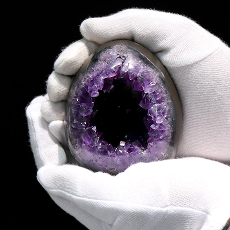 【1/19まで水瓶座星座石20％OFF(決済時に自動割引)】【動画】【一点物】ジオード　アメジスト　エッグ型　ウルグアイ産　[co-g1859]