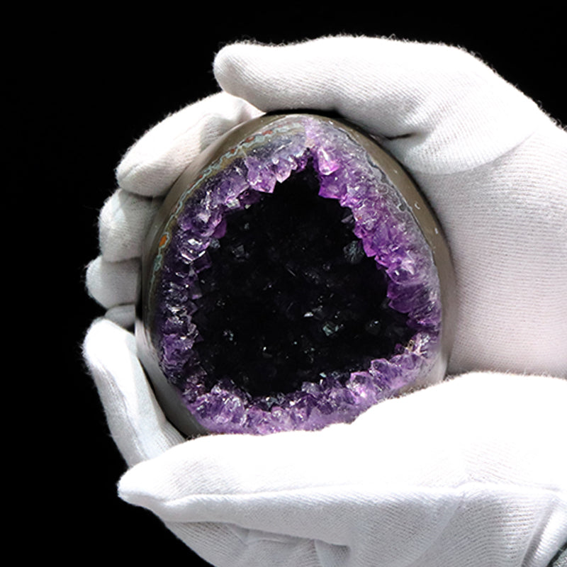 【1/19まで水瓶座星座石20％OFF(決済時に自動割引)】【動画】【一点物】ジオード　アメジスト　エッグ型　ウルグアイ産　[co-g1864]