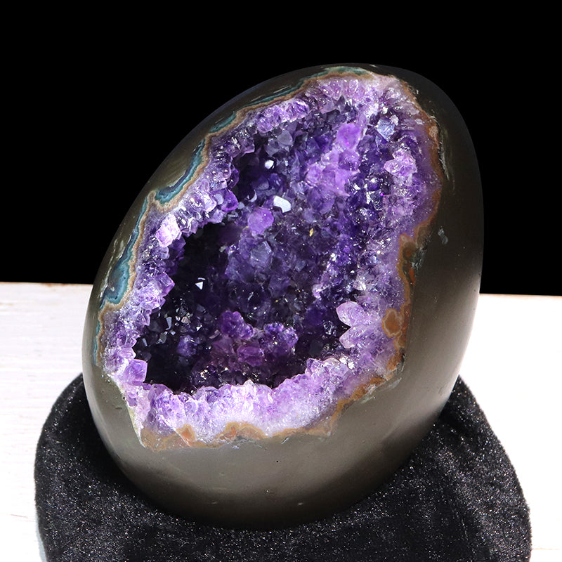 【1/19まで水瓶座星座石20％OFF(決済時に自動割引)】【動画】【一点物】ジオード　アメジスト　エッグ型　ウルグアイ産　[co-g1856]