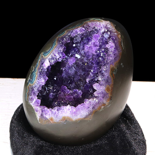 【1/19まで水瓶座星座石20％OFF(決済時に自動割引)】【動画】【一点物】ジオード　アメジスト　エッグ型　ウルグアイ産　[co-g1856]