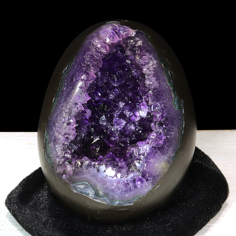 【1/19まで水瓶座星座石20％OFF(決済時に自動割引)】【動画】【一点物】ジオード　アメジスト　エッグ型　ウルグアイ産　[co-g1857]