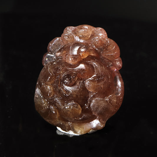 【一点物】彫り物　トルマリン＜ブラジル産＞　牡丹　約25.2×30.4mm  [co-g0965]