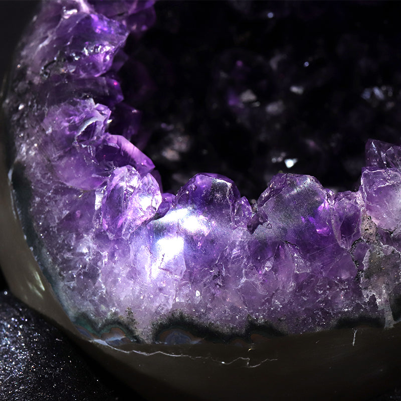 【1/19まで水瓶座星座石20％OFF(決済時に自動割引)】【動画】【一点物】ジオード　アメジスト　エッグ型　ウルグアイ産　[co-g1861]