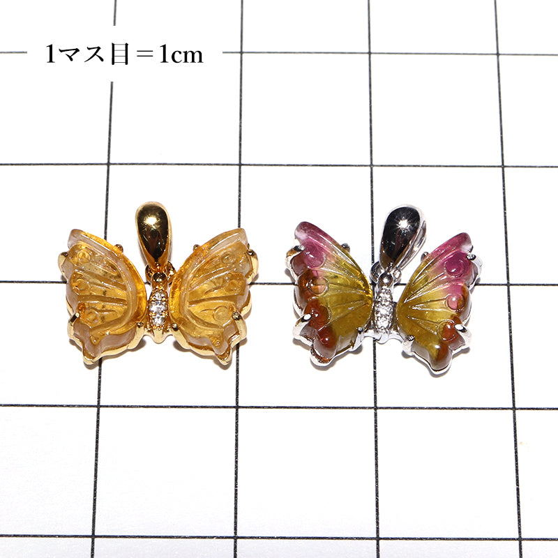 【現品限り】トルマリン＜ブラジル産＞ 　蝶々　約14.5×10mm　トップ　Silver925　 [co-g2538]