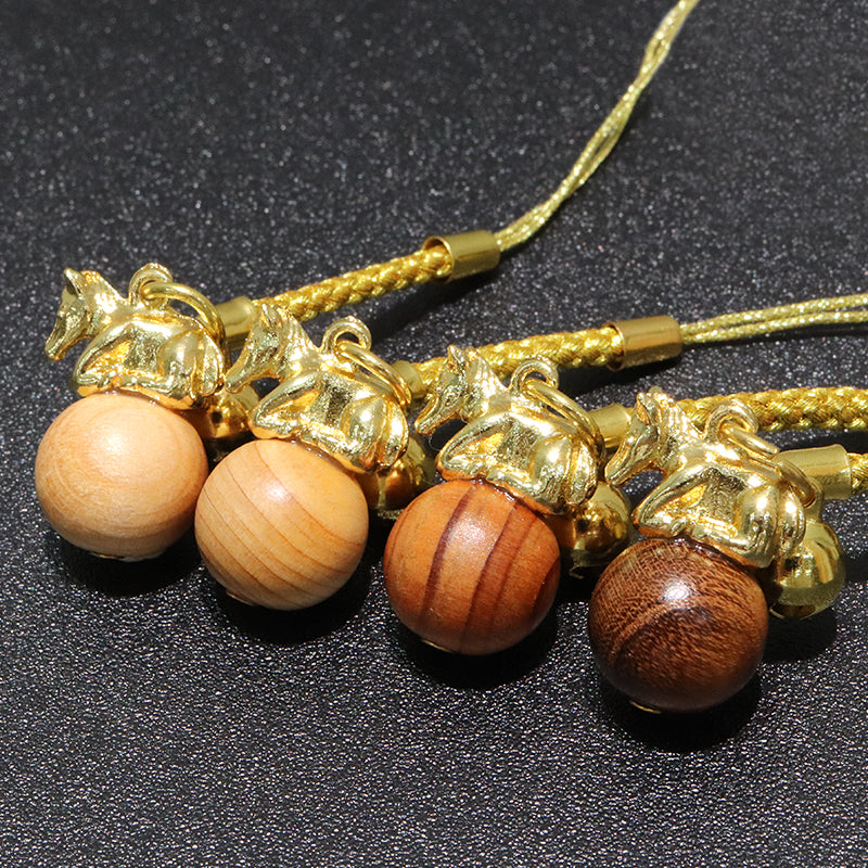 【パワーズウッド】ストラップ　干支ストラップ　馬(午)　丸約12mm　全4種  [co-g1871]