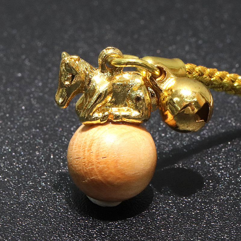 【パワーズウッド】ストラップ　干支ストラップ　馬(午)　丸約12mm　全4種  [co-g1871]