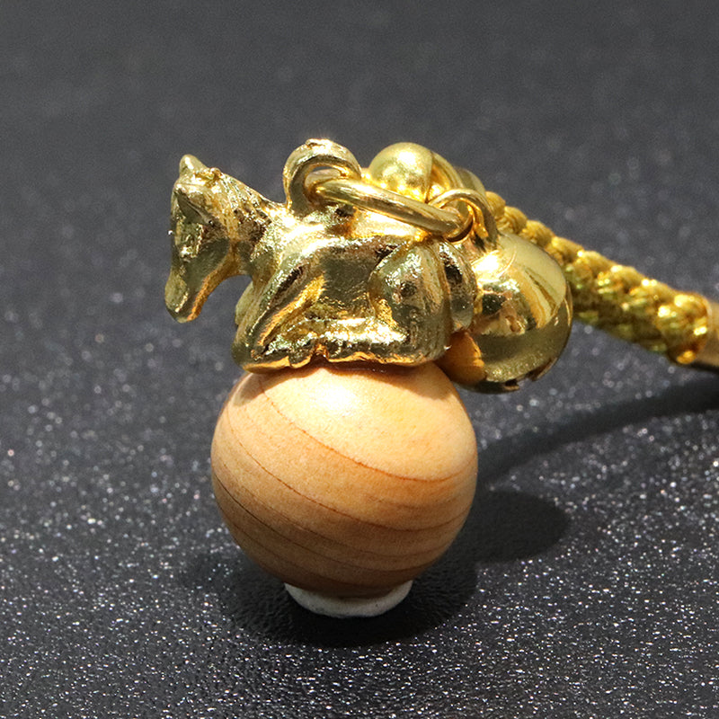 【パワーズウッド】ストラップ　干支ストラップ　馬(午)　丸約12mm　全4種  [co-g1871]