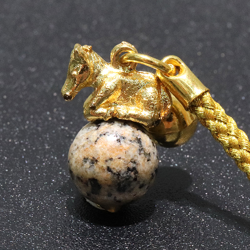 【日本銘石】ストラップ　干支ストラップ　馬(午)　丸約12mm　全5種  [co-g1872]