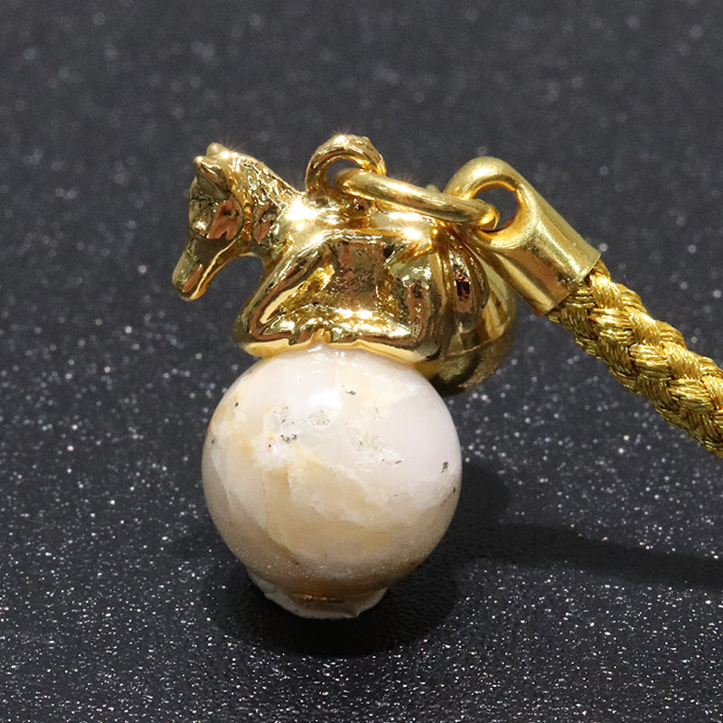 【日本銘石】ストラップ　干支ストラップ　馬(午)　丸約12mm　全5種  [co-g1872]