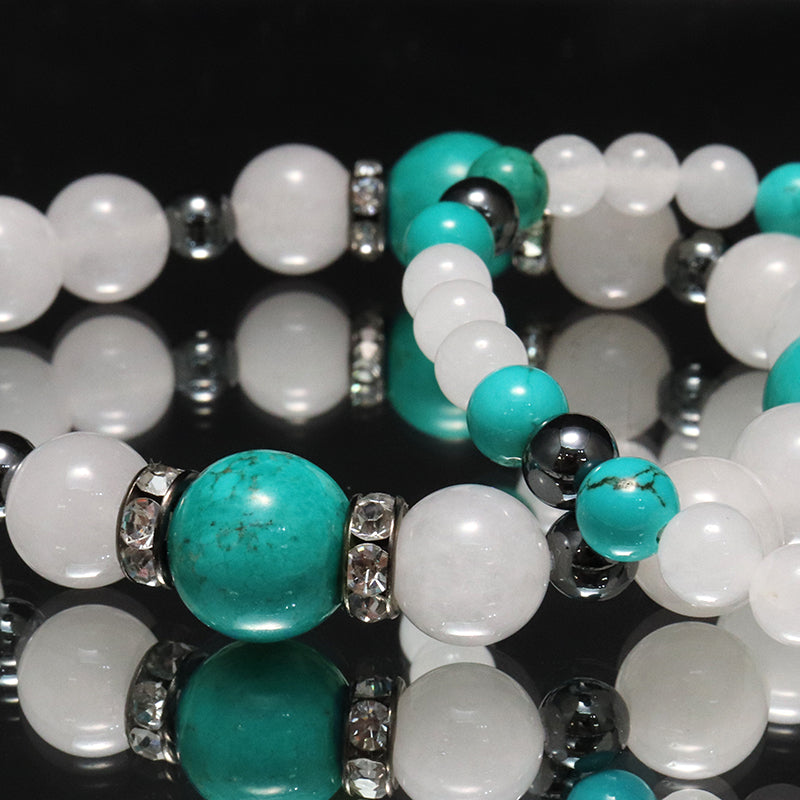 【割引不可】特価デザインブレス　染ターコイズ×クォーツァイト×ヘマタイト　ランダム発送  [co-g1877]