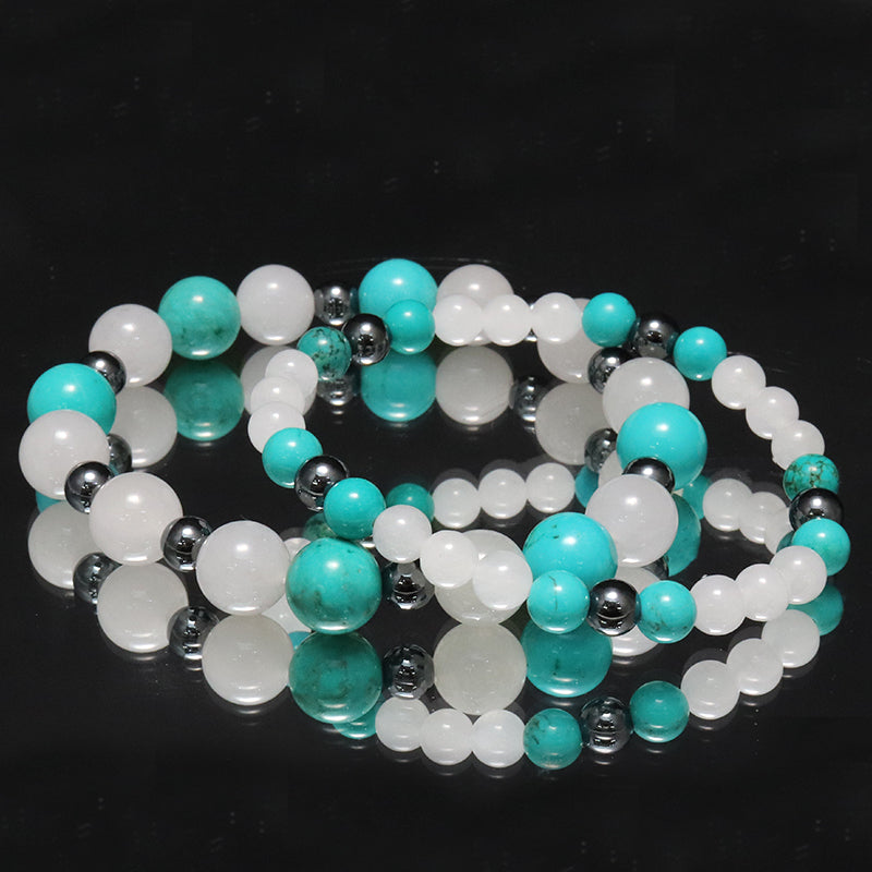 【割引不可】特価デザインブレス　染ターコイズ×クォーツァイト×ヘマタイト　ランダム発送  [co-g1877]