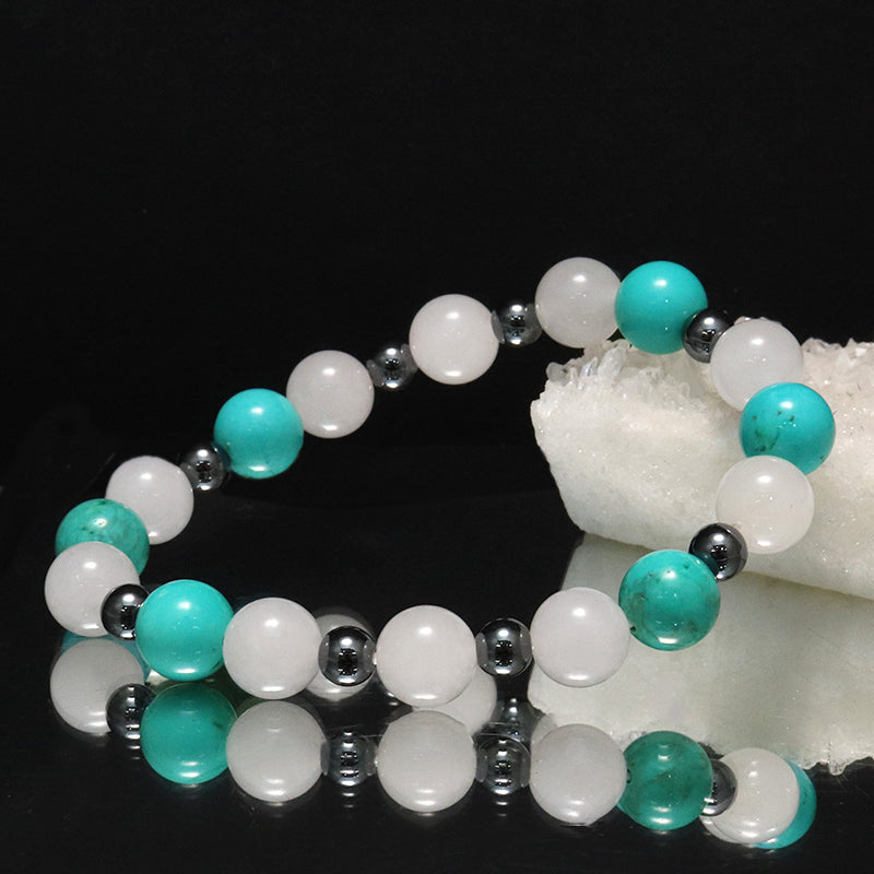 【割引不可】特価デザインブレス　染ターコイズ×クォーツァイト×ヘマタイト　ランダム発送  [co-g1877]