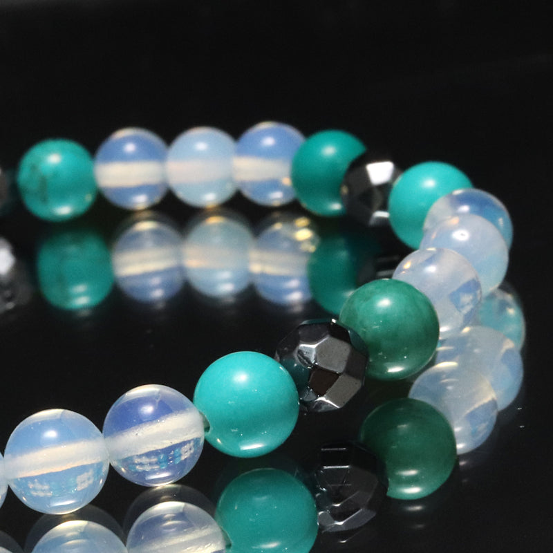 【割引不可】特価デザインブレス　染ターコイズ×合成オパール　ランダム発送  [co-g1890]