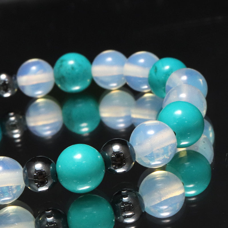 【割引不可】特価デザインブレス　染ターコイズ×合成オパール　ランダム発送  [co-g1890]