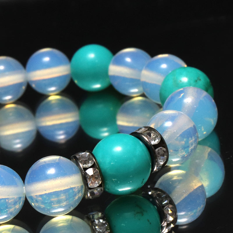 【割引不可】特価デザインブレス　染ターコイズ×合成オパール　ランダム発送  [co-g1890]