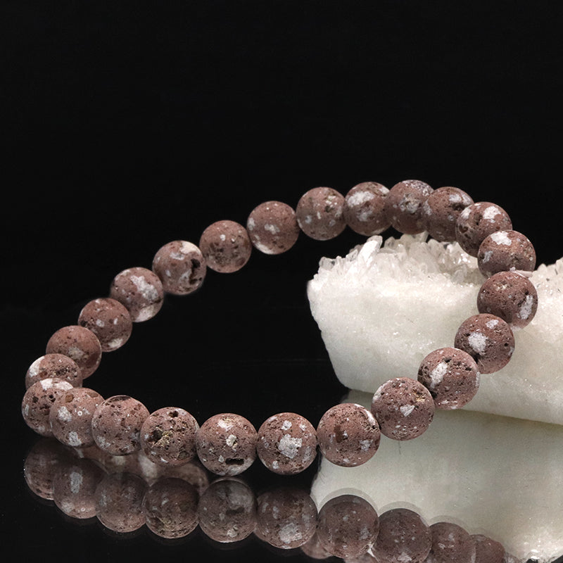 【日本銘石】ブレス　医王石＜石川県産＞　赤　丸  [br-g8108]