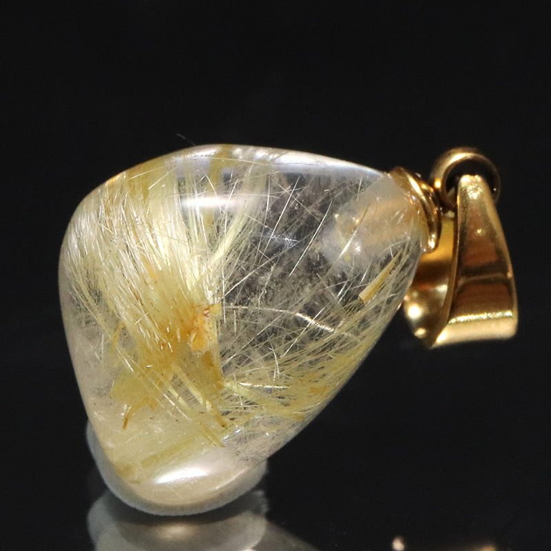 【対象商品10点以上ご購入で30％OFF/決済時に自動割引】ペンダントトップ　ルチルクォーツ＜ブラジル産＞　原石　大　ステンレス製　ケース付き [co-g1892]