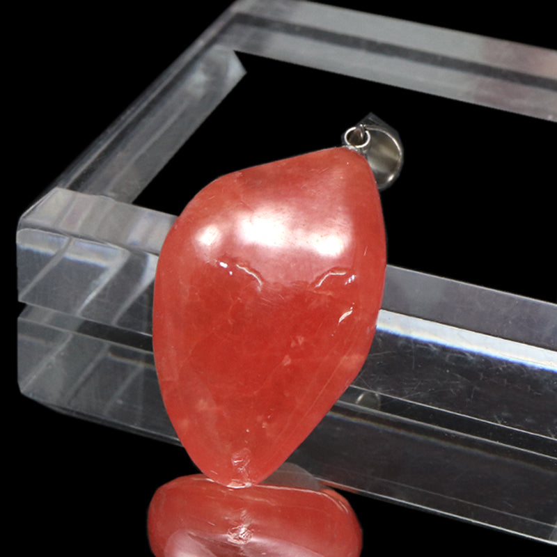 【対象商品10点以上ご購入で30％OFF/決済時に自動割引】ペンダントトップ　インカローズ＜アルゼンチン産＞　原石　約17.5mm×約28.5mm　手磨き　ステンレス製　シルバー　  [co-g1921]