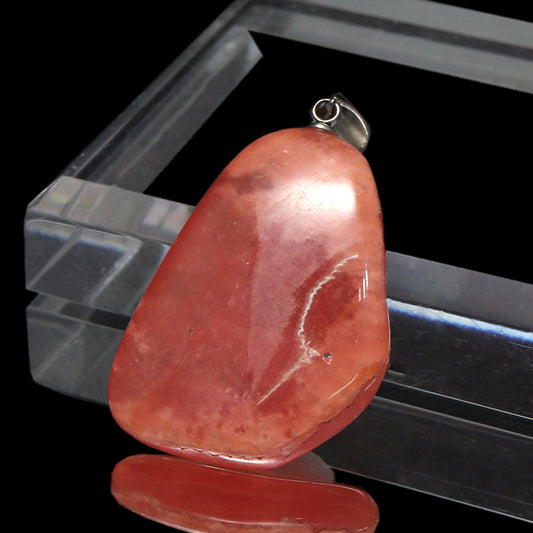 【対象商品10点以上ご購入で30％OFF/決済時に自動割引】ペンダントトップ　インカローズ＜アルゼンチン産＞　原石　約19mm×約28mm　手磨き　ステンレス製　シルバー　  [co-g1922]