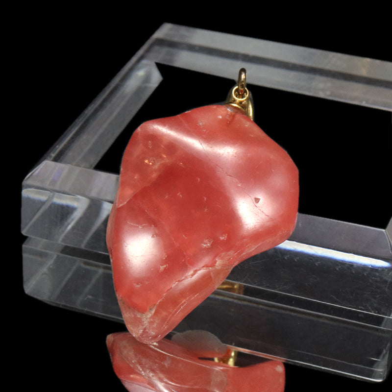 【対象商品10点以上ご購入で30％OFF/決済時に自動割引】ペンダントトップ　インカローズ＜アルゼンチン産＞　原石　約22.4mm×約30.5mm　手磨き　ステンレス製　ゴールド　  [co-g1924]