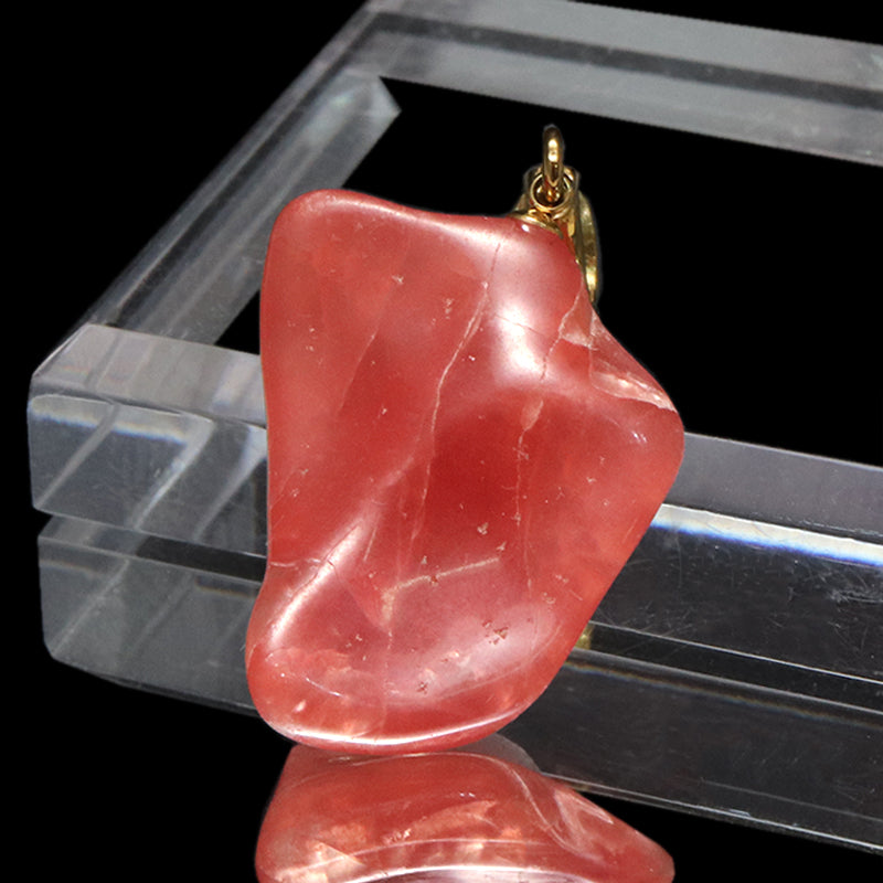 【対象商品10点以上ご購入で30％OFF/決済時に自動割引】ペンダントトップ　インカローズ＜アルゼンチン産＞　原石　約23.3mm×約27.2mm　手磨き　ステンレス製　ゴールド　  [co-g1926]