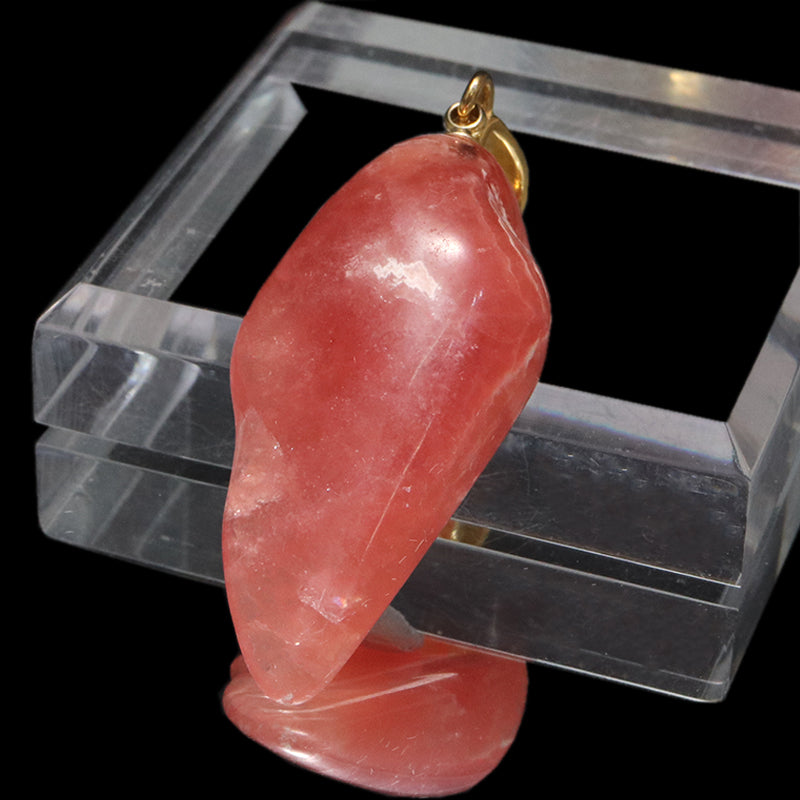 【対象商品10点以上ご購入で30％OFF/決済時に自動割引】ペンダントトップ　インカローズ＜アルゼンチン産＞　原石　約18.5mm×約40.4mm　手磨き　ステンレス製　ゴールド　  [co-g1930]