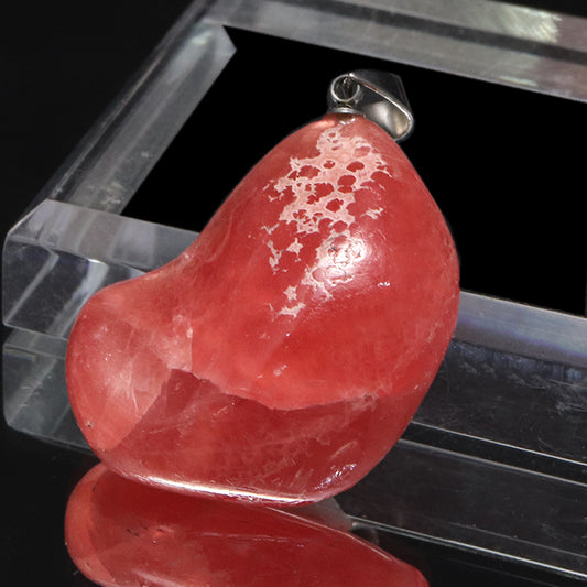 【対象商品10点以上ご購入で30％OFF/決済時に自動割引】ペンダントトップ　インカローズ＜アルゼンチン産＞　原石　約22.8mm×約29.4mm　手磨き　ステンレス製　シルバー　  [co-g1932]