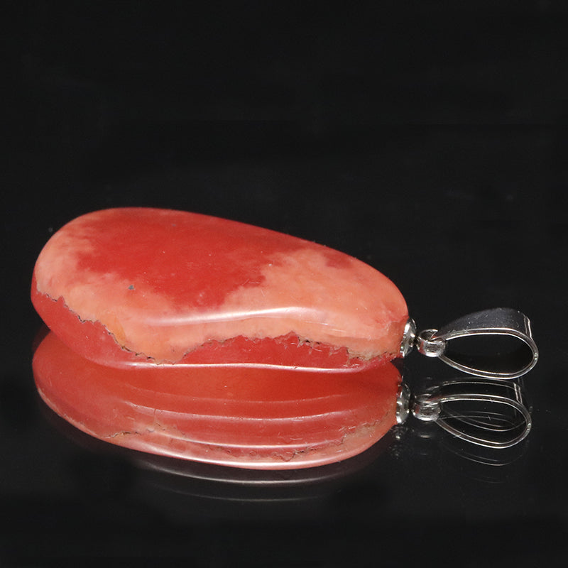 【対象商品10点以上ご購入で30％OFF/決済時に自動割引】ペンダントトップ　インカローズ＜アルゼンチン産＞　原石　約19mm×約28mm　手磨き　ステンレス製　シルバー　  [co-g1922]