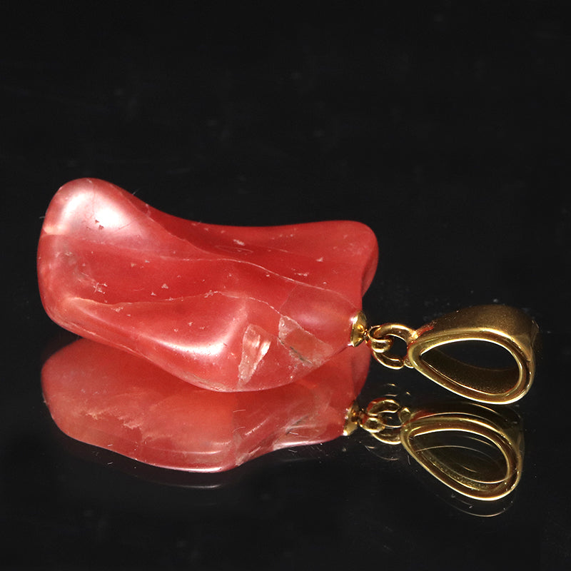 【対象商品10点以上ご購入で30％OFF/決済時に自動割引】ペンダントトップ　インカローズ＜アルゼンチン産＞　原石　約23.3mm×約27.2mm　手磨き　ステンレス製　ゴールド　  [co-g1926]