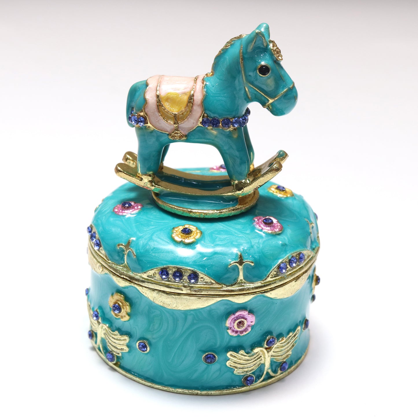 【特価品】ジュエリーボックス　馬　直径約5～5.3cm×高さ約7.1cm　亜鉛合金製　ランダム発送  [co-g1013]