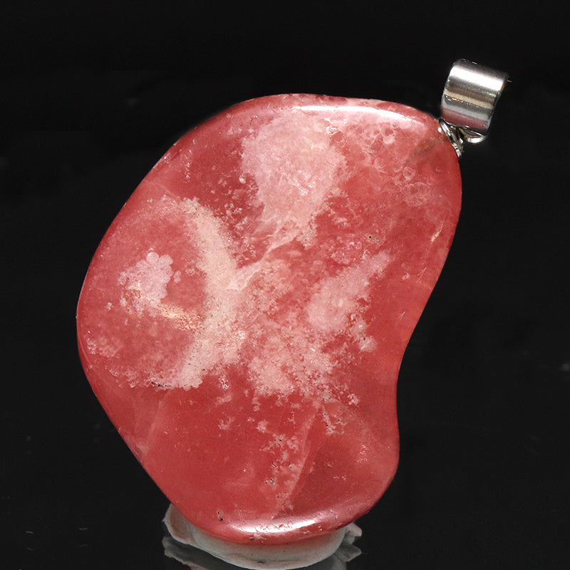 【対象商品10点以上ご購入で30％OFF/決済時に自動割引】ペンダントトップ　インカローズ＜アルゼンチン産＞　原石　約22.8mm×約29.4mm　手磨き　ステンレス製　シルバー　  [co-g1932]