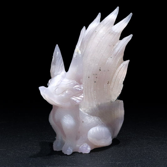 【動画】【一点物】　彫り物　瑪瑙　九尾の狐　ブラジル産  [co-g1969]