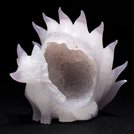 【動画】【一点物】　彫り物　瑪瑙　九尾の狐　ブラジル産  [co-g1970]