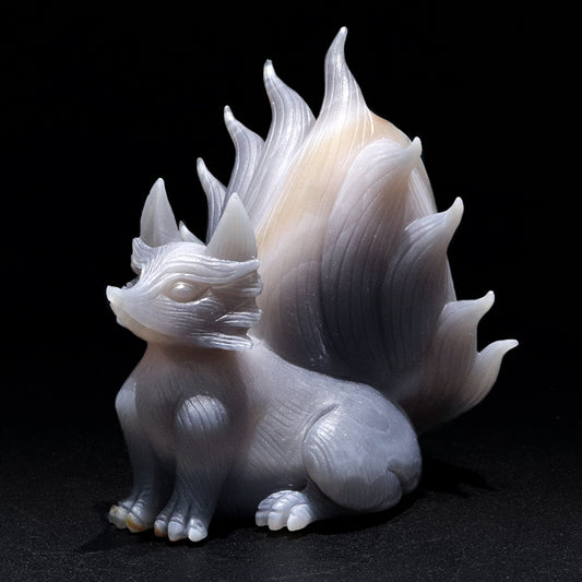 【動画】【一点物】　彫り物　瑪瑙　九尾の狐　ブラジル産  [co-g1972]