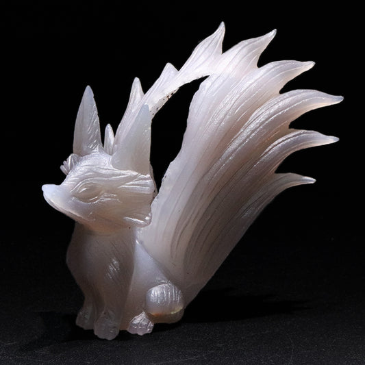 【動画】【一点物】　彫り物　瑪瑙　九尾の狐　ブラジル産  [co-g1980]