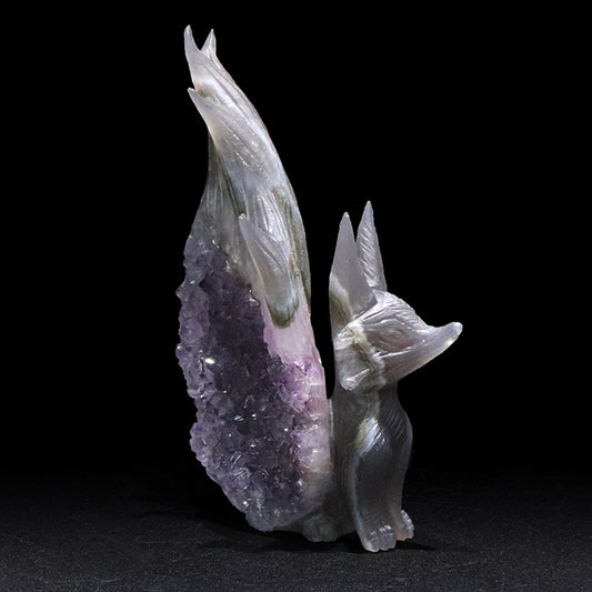 【動画】【一点物】　彫り物　アメジスト　九尾の狐　ブラジル産  [co-g1988]