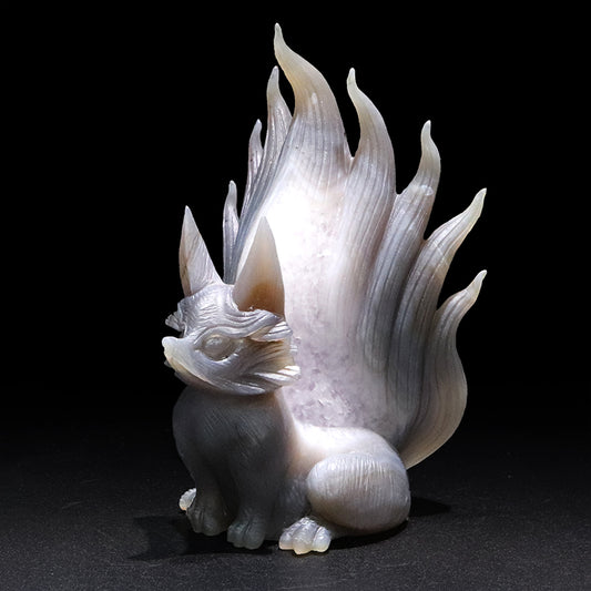 【動画】【一点物】　彫り物　アメジスト　九尾の狐　ブラジル産  [co-g1992]