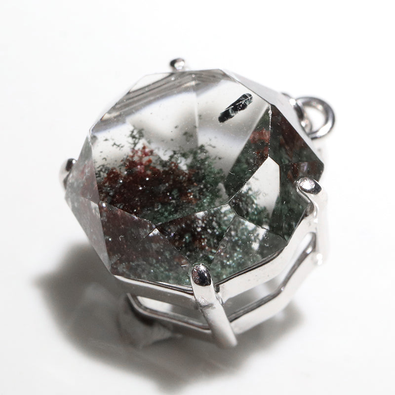ガーデンクォーツ＜ブラジル産＞　八角形　約13～14.5mm　silver925　シルバー　ペンダントトップ  [co-g2583]