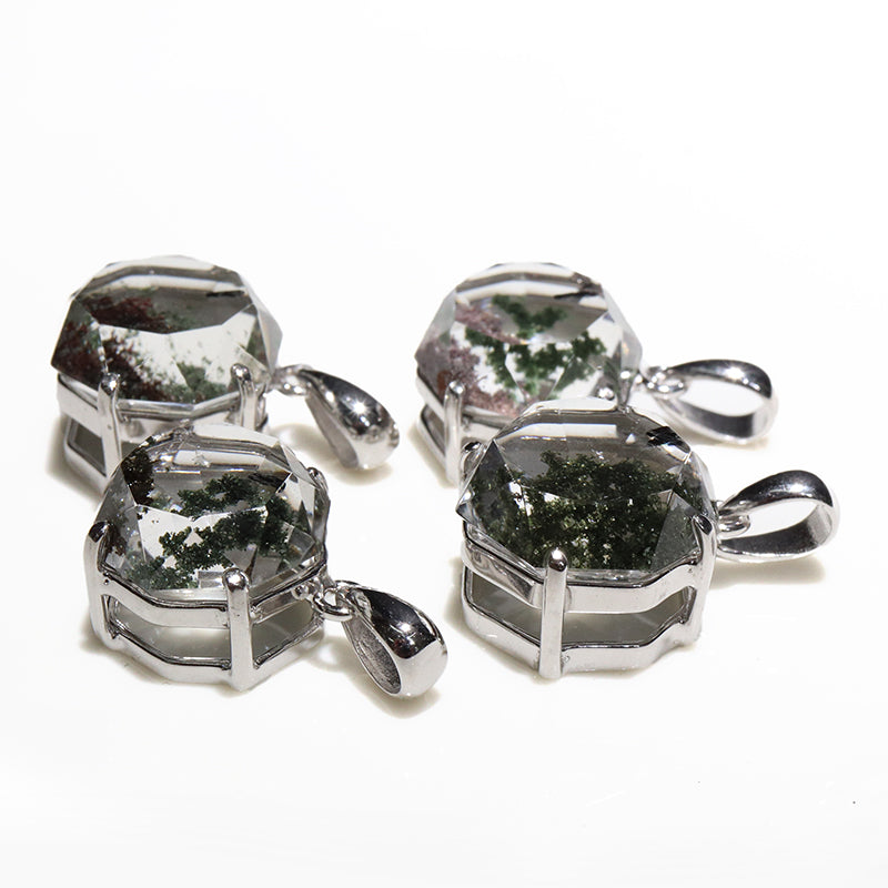 ガーデンクォーツ＜ブラジル産＞　八角形　約13～14.5mm　silver925　シルバー　ペンダントトップ  [co-g2583]