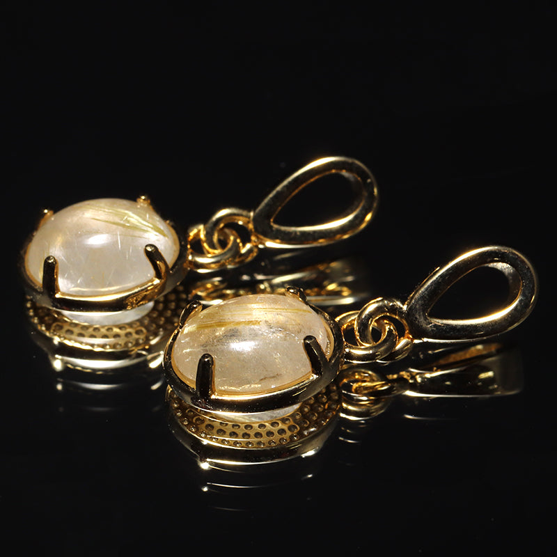 ゴールドルチル＜ブラジル産＞　オーバル型　ペンダントトップ　ステンレス製　ゴールド [co-g3129]