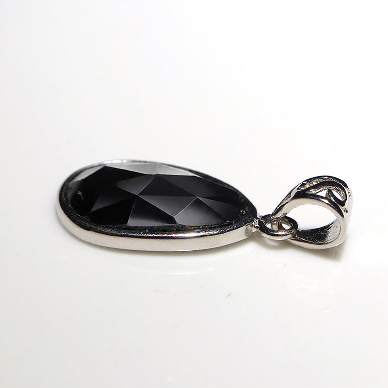 【割引不可】ブラックスピネル＜ミャンマー産＞　ローズカット　約12.5～14×13～17mm　Silver925　シルバー  [co-g25882]