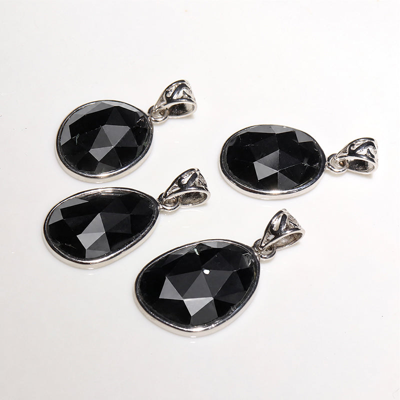 【割引不可】ブラックスピネル＜ミャンマー産＞　ローズカット　約12.5～14×13～17mm　Silver925　シルバー  [co-g25882]