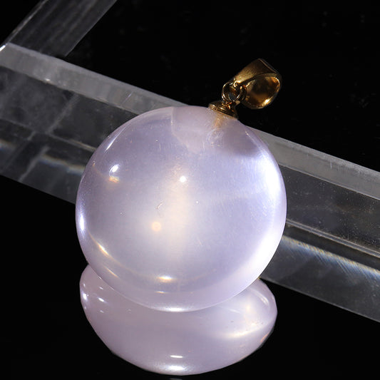 Star Rose Quartz Pendant Top from Madagascar, Oval, Stainless Steel and Gold, Made in Japan [co-g1274]