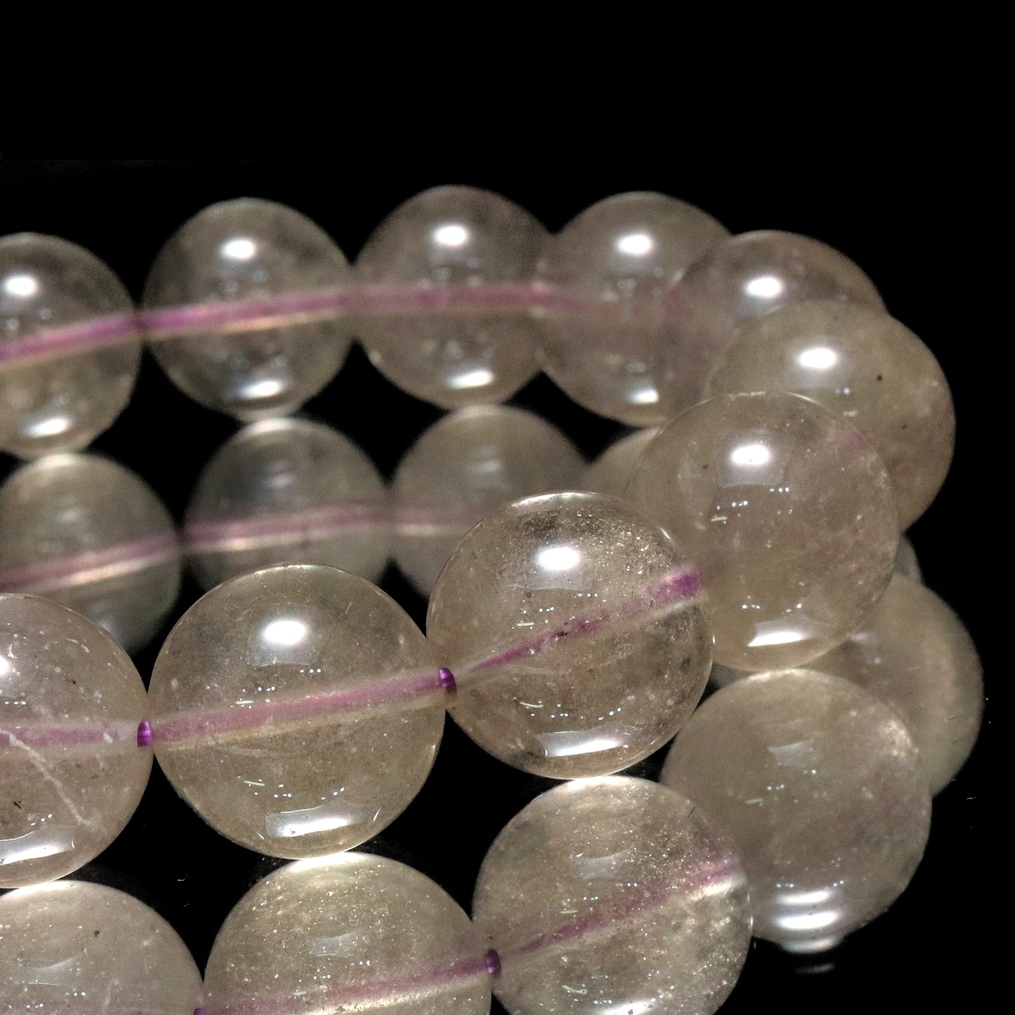 ブレス　ブラックリビアングラス＜エジプト産＞　丸 [co-g2041]