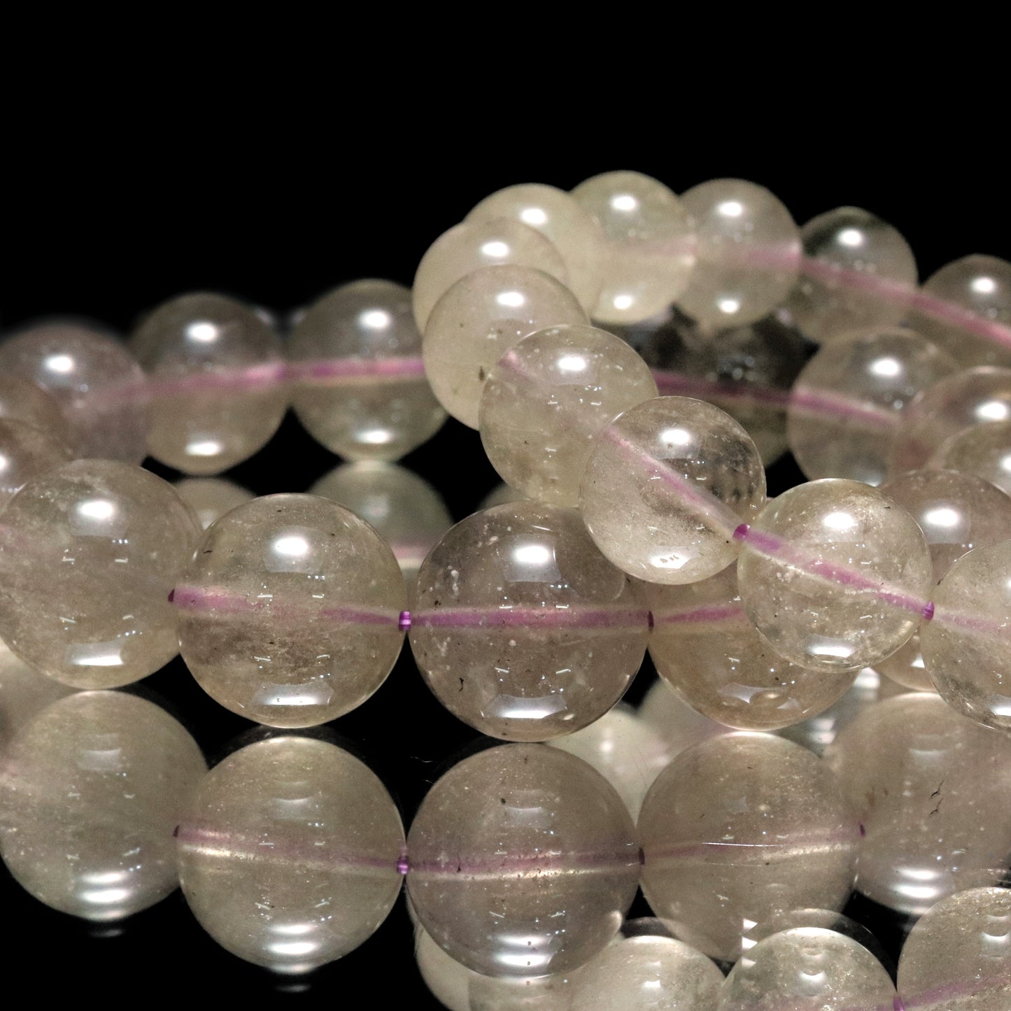 ブレス　ブラックリビアングラス＜エジプト産＞　丸 [co-g2041]