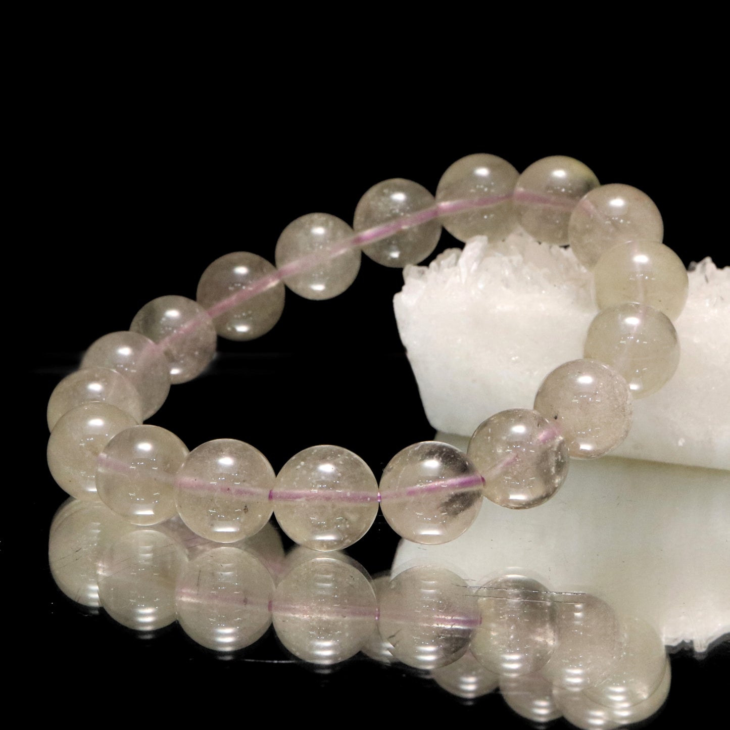 ブレス　ブラックリビアングラス＜エジプト産＞　丸 [co-g2041]