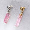 Pink tourmaline stainless steel pierced earrings [co-g1128]